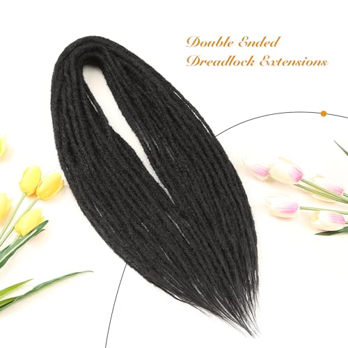 HANNE Natural Black Double Ended Synthetic Dreadlock Extensions for Women and Men Crochet Locs Hair DE Dreads 20 Inch 10 Strands Crochet Dreads Extensions (20 Inch DE Dreads, 1B)