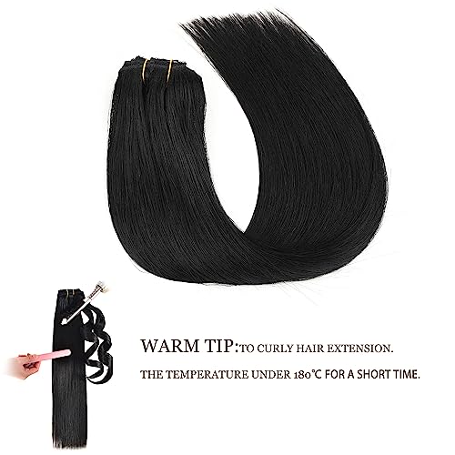 Clip In Human Hair Extensions,Double Weft 70g 7pcs Silky Straight Human Hair Clip In Extensions #1 Jet Black 12inch Remy Hair
