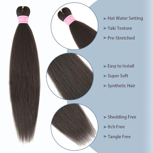 ZERAL Braiding Hair Pre Stretched 26 Inch 8 Packs Braiding Hair Professional Itch Free Yaki Texture Hair Extensions for Braids Synthetic Hair Braiding for Women and Girls (4#)