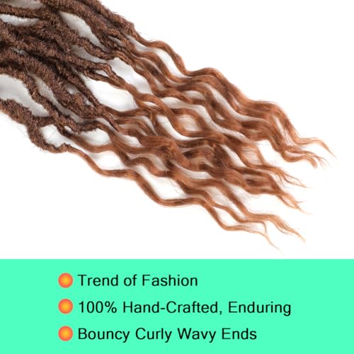 Faux Locs Crochet Hair (14 Inch) XCRUIQO Soft Locs with Curly Ends Goddess Locs Synthetic Boho Crochet Faux Locs for Women Pre Looped (8 Packs, 30#)