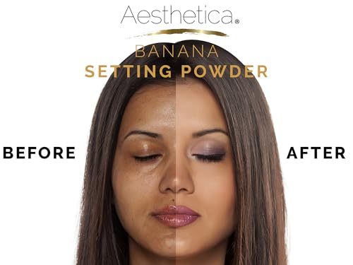Aesthetica Banana Loose Setting Powder - Flash Friendly Superior Matte Finish Highlighter & Finishing Powder - Includes Velour Puff