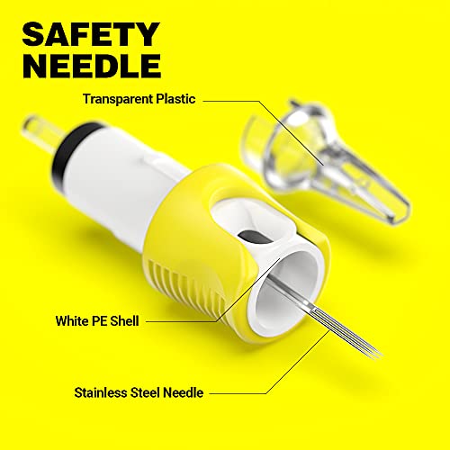 HAWINK Tattoo Needles Finger Ledge Cartridges 40Pcs Mixed #12 Standard Round Liner 3RL 5RL 7RL 9RL 11RL EN05S-FG-40KIT-C