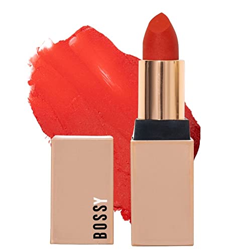 Bossy Cosmetics Matte, Long Lasting, Hydrating Vegan Lipstick with Vitamin E and Watermelon Seed Oil (Unstoppable - Orange Red Color)