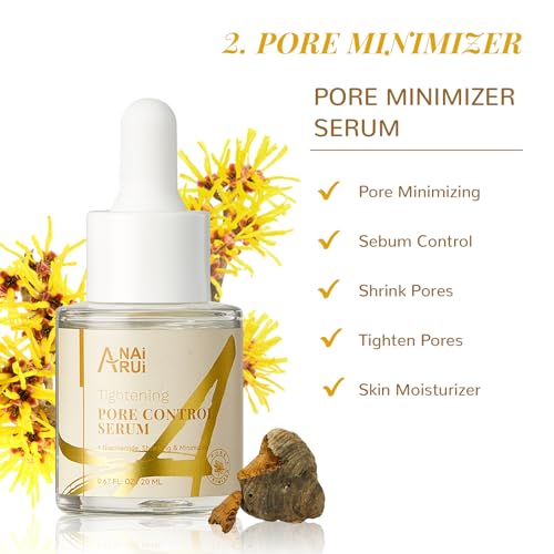ANAI RUI 2 in-1 Pore SkinCare Set, Pore Clay Mask+Pore Minimizing Serum,Volcanic Pore Clay Mask for Nose&Face, Pore Reducer, Sebum Control Pore Exfoliating Solution, Skincare for Women