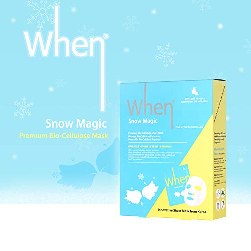 Radiance Bio-Cellulose Facial Sheet Mask - When Beauty Snow Magic Face Premium Korean Skincare Fine Line Wrinkles Reduce Intensive Hydration Soothing Protection (12 pcs set)