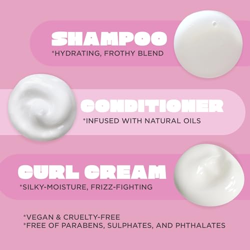 Cake Beauty Curl Friend Curl Defining Shampoo, Conditioner & Cream Set - Avocado & Argan Oil Curly Hair Products - Anti-Frizz, Cruelty Free & Vegan Gift Set