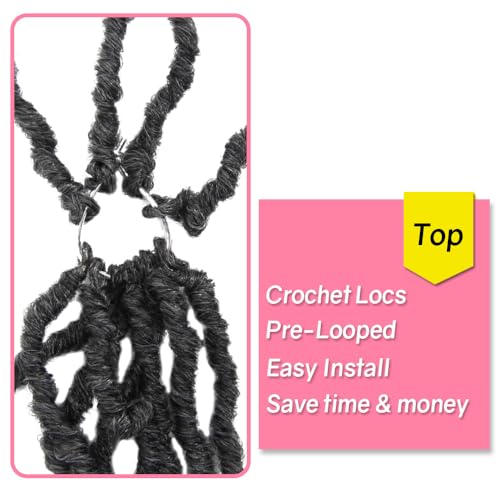 SERENDIPA Boho Faux Locs Curly End, 18 Inch Long Pre-Looped Soft Crochet Goddess Locs Synthetic Hair (6 Packs, 1B, Natural Black)