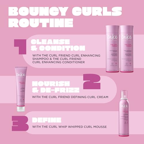 Cake Beauty Curl Friend Curl Defining Shampoo, Conditioner & Cream Set - Avocado & Argan Oil Curly Hair Products - Anti-Frizz, Cruelty Free & Vegan Gift Set