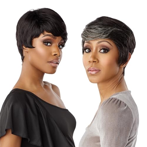 Sensationnel Empire Human Hair Wig - Salt And Pepper Denia Contouring Mesh Cap Heat Safe (T2/27)