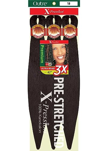 Outre X-Pression Braid Pre Stretched Braid 42" 3X (5 Pack, MEDIUM BROWN 4)