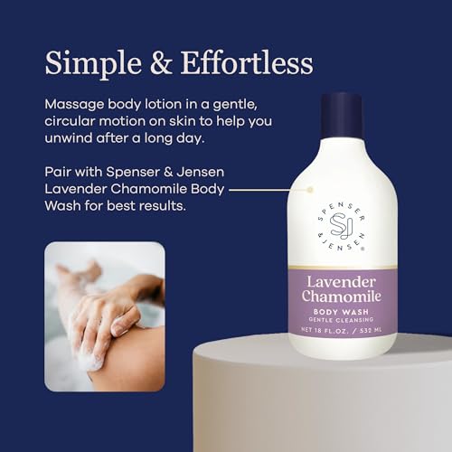 Spenser & Jensen Daily Moisturizing Body Lotion with Soothing Lavender Oil & Chamomile - Gentle On All Skin Types - Body Lotion for Women & Men - Paraben Free - 18 Oz (Pack of 1)