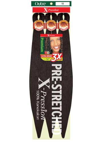 Outre X-Pression Braid - Pre Stretched Braid 52" 3X (3 Pack, WHITE GRAY 60)