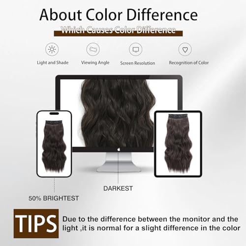Clip in Hair Extensions Black Wavy Hair Extensions 16 Inch 4PCS Synthetic Hair Extensions Clip Ins Soft and Lightweight Hairpieces for Daily Wear