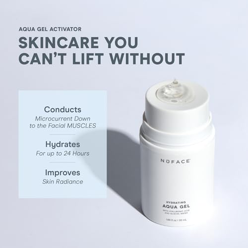 NuFACE Aqua Gel Activator - Microcurrent Conductive Gel & Activator Powered by IonPlex & Hyaluronic Acid to Enhance Results of NuFACE Microcurrent Facial Device - Improves Skin Radiance (1.69 oz)