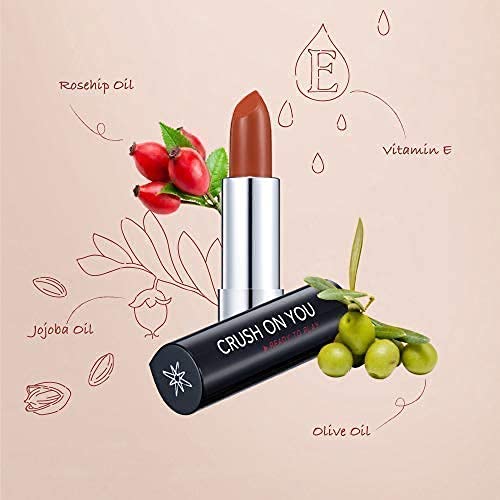 READY TO SHIINE Matte Lipstick for Women, Creamy Satin Finish, Burnt Sienna with a Rosy Orange Twist and Brownish Color, Vegan, Smooth Sheer Moisturizing, CRUSH ON YOU 302 Close to You