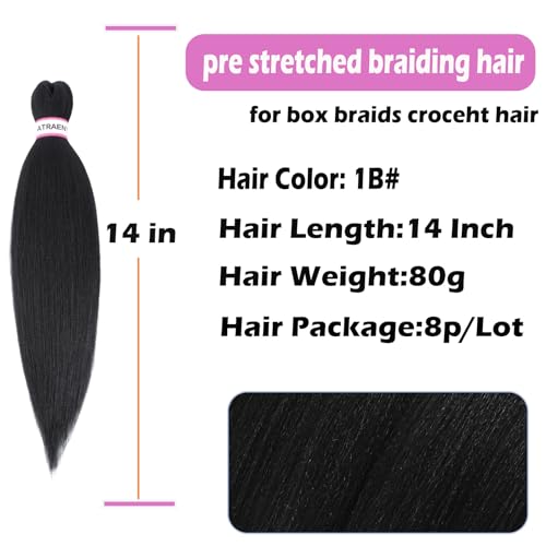 ATRAENTE Braiding Hair Pre Stretched,18 Inch 8 Packs Ombre Braiding Hair for Boho Box Braids Yaki Texture Hot Water Setting Soft And Light(18"4/grey)
