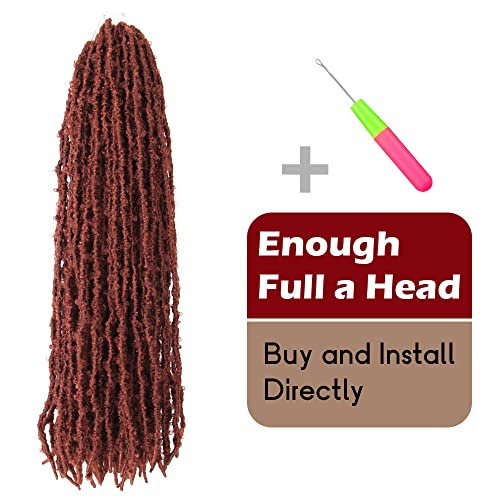 BOHOBABE 30 Inch Light Weight Butterfly Locs Crochet Hair 8 Packs Long Ginger Red Distressed Butterfly Faux Locs Crochet Hair, 350#