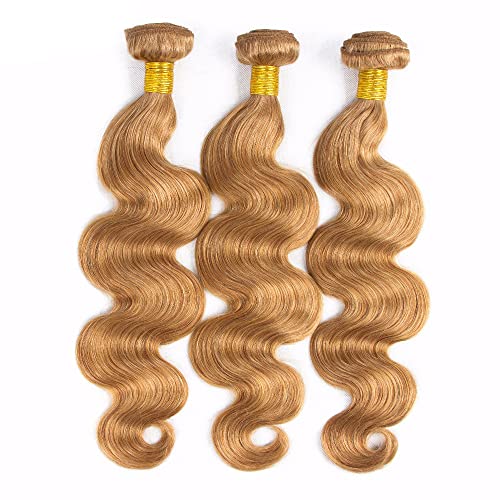 #27 Bundles Human Hair Honey Blonde Body Wave Bundles Brazilian Virgin Hair Samen Length 3 Bundles 22 22 22 Inch Blonde Body Wave Bundles Hair Extensions for Women 300g