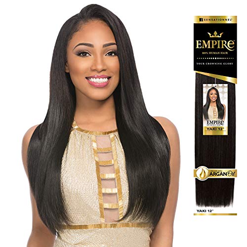 Sensationnel Empire yaki human hair - tangle free weaving for quick weave and sew in styles for faux highlights - 1 pack (10 inch, T2/27/613)