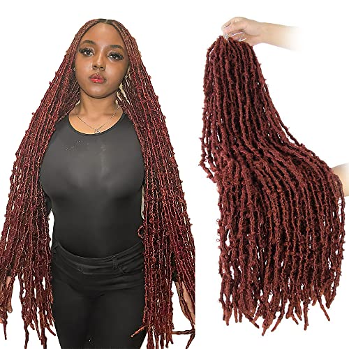 BOHOBABE 30 Inch Light Weight Butterfly Locs Crochet Hair 8 Packs Long Ginger Red Distressed Butterfly Faux Locs Crochet Hair, 350#