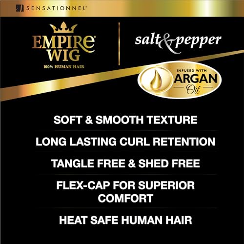 Sensationnel Empire Human Hair Wig - Salt And Pepper Denia Contouring Mesh Cap Heat Safe (T2/27)