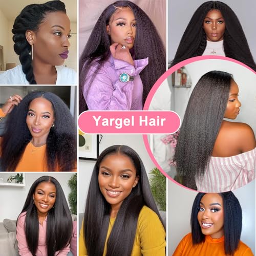 Yargel Hair 12 Inch 1 Pack Kinky Straight Clip in Hair Extensions for Black Women Yaki Straight Clip ins Full Head Seamless Synthetic Hair Pieces(7 Pcs/Set 16 Clips)