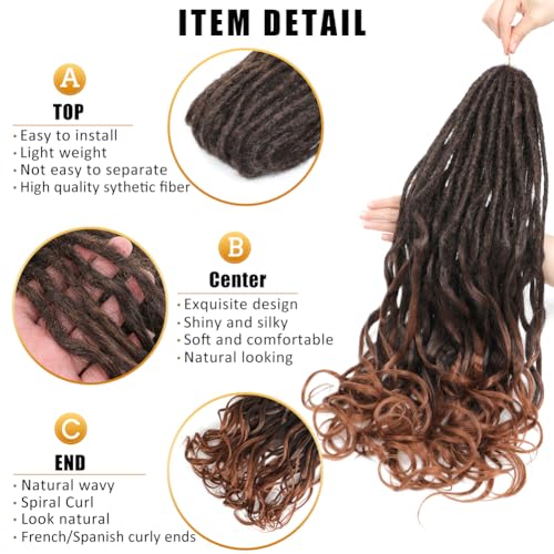 Aguacor Loose Wave Dreadlocks Synthetic French Curly Double Ended Dreadlock Extensions 24inches 30 Strands Thin Soft Black to Dark Brown Spanish Curly DE Dread Extension for Women (30 Strands, 1B/30)