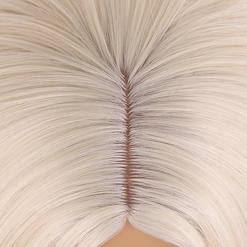 BERON Blonde Wigs for Women Girls Long Curly Wavy Wig Light Blonde Middle Part Hair Wig Heat Resistant Synthetic Fiber for Cosplay or Daily Use