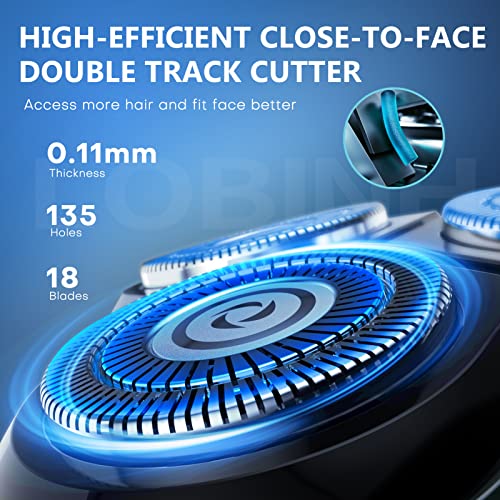 Men's Electric Shaver - LOBINH 3D Rechargeable Waterproof IPX7 Wet & Dry Shaving Electric Razor Rotary Shaver for Men with Pop-up Sideburn Trimmer,1 Hour Fast Charging, LCD Power Indicator - PA188