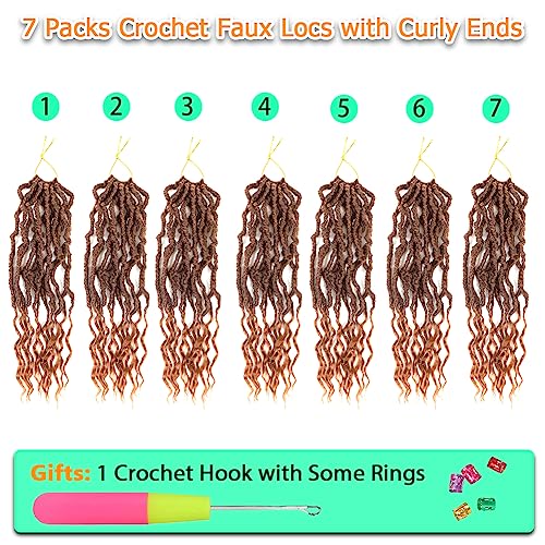 Faux Locs Crochet Hair (14 Inch) XCRUIQO Soft Locs with Curly Ends Goddess Locs Synthetic Boho Crochet Faux Locs for Women Pre Looped (8 Packs, 30#)