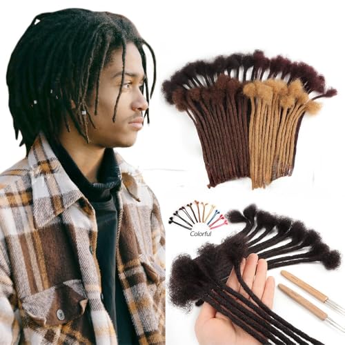 Loc Extension Human Hair 0.6cm Thicknes Full Handmade Permanent Locs Can Be Dyed and Bleached for Women Men Kids Dreadlock Extensions Real Human Hair (6inch/10 Strands, #27)