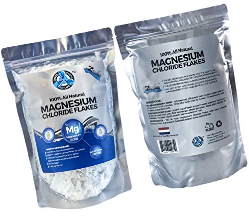 All Natural Magnesium Chloride Flakes, High Potency Absorption, Chloride Wins Over Epsom, Magnesium Directly from the Source, Numerous Health Benefits - 2lb Bulk Bag (1 Pack)