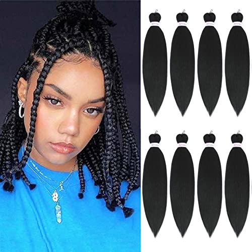 Alrence Pre Stretched Braiding Hair Long Braid 34 Inch 8 Packs Professional Braiding Hair Extensions Synthetic Crochet Twist Braids (34 Inch, 1B#)