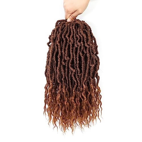 Faux Locs Crochet Hair (14 Inch) XCRUIQO Soft Locs with Curly Ends Goddess Locs Synthetic Boho Crochet Faux Locs for Women Pre Looped (8 Packs, 30#)