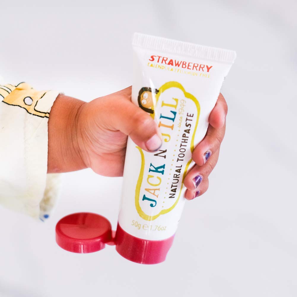 Jack N' Jill Natural Toothpaste for Kids - Fluoride Free Toothpaste, 40% Xylitol, BPA Free - Strawberry, 1.76 oz (Pack of 6)