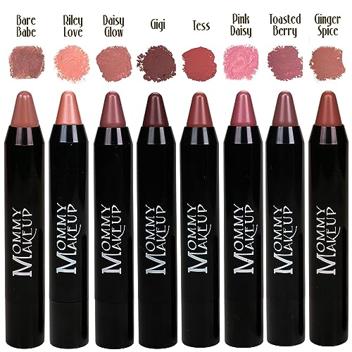 Mommy Makeup Triple Sticks Lipstick, Cream Blush & Teatment All-In-One with Shea & Cocoa Butter - Soft & Creamy Moisturizing Lip Crayon For Lips & Cheeks (Bare Babe)
