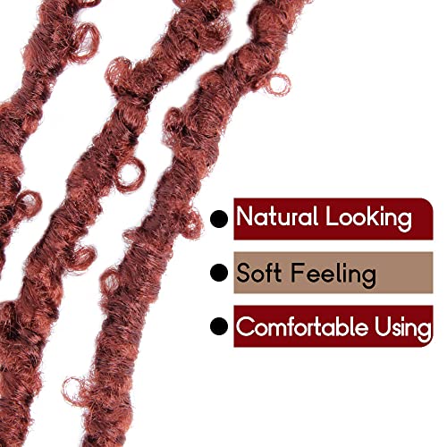 BOHOBABE 30 Inch Light Weight Butterfly Locs Crochet Hair 8 Packs Long Ginger Red Distressed Butterfly Faux Locs Crochet Hair, 350#