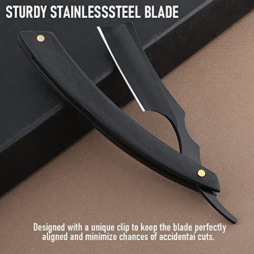 Straight Razor With Strope - Professional Straight Edge Barber Premium Stainless Steel Shaver With Shaving Strop for Men Home & Salon Grooming Using (NO.148)