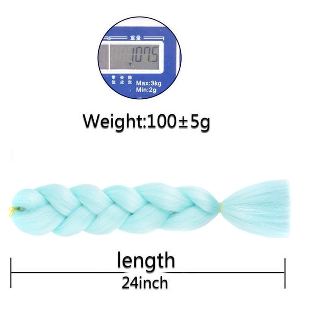 Xiaofeng Colorful Ombre Braiding Hair Extensions 24 Inch 3 Packs High Temperature Jumbo Crochet Braiding Hair for Box Twist Braids (24 Inch (Pack of 3), Light green)