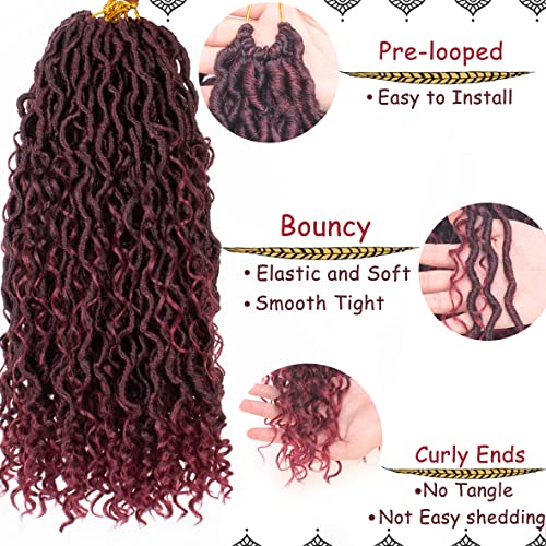 Beverlee 18 Inch Goddess Locs Crochet Hair 8 Pcak Boho Faux Locs Boho Goddess Locs Crochet Locs Pre Looped Soft Hippie Locs Synthetic Bohemian Curly Crochet Locs Hair for Black Women TBUG#