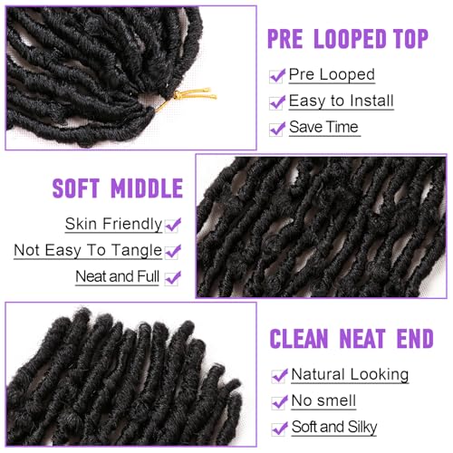 Butterfly Locs Crochet Hair 7 Packs 12 Inch Lightweight Pre Looped Soft Faux Locs for Black Women (12Inch 7Pack, 1B#)