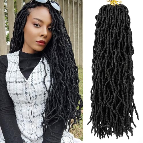 Ahrencan Faux Locs Crochet Hair,24 Inch 6 Packs Soft Locs Crochet Hair,Pre Looped Goddess Faix Locs For Black Women,Pretwisted Wavy Synthetic Locs Crochet Braids (24in,1B#)