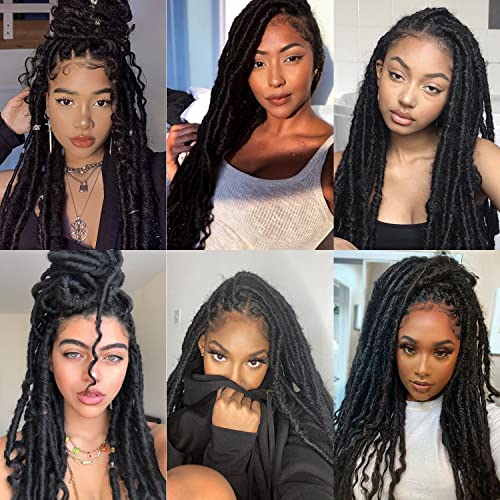 6 Packs Goddess Locs Crochet Hair, 12 Inch Straight Faux Locs Crochet Braids, Pre-Looped Curly Soft Synthetic Braiding Hair Extensions for Black Women(12 Inch, 6 Packs, 1B#)