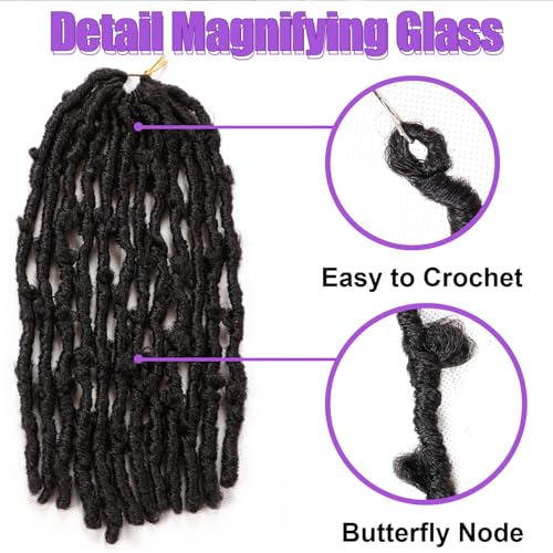 Butterfly Locs Crochet Hair 7 Packs 12 Inch Lightweight Pre Looped Soft Faux Locs for Black Women (12Inch 7Pack, 1B#)