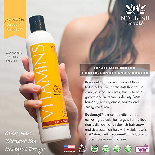Nourish Beaute Vitamins Conditioner for Hair Loss that Promotes Hair Regrowth, Volume and Thickening with Biotin, DHT Blockers, Antioxidants, Oils and Extracts For Men and Women, Conditioner, 3 Pack