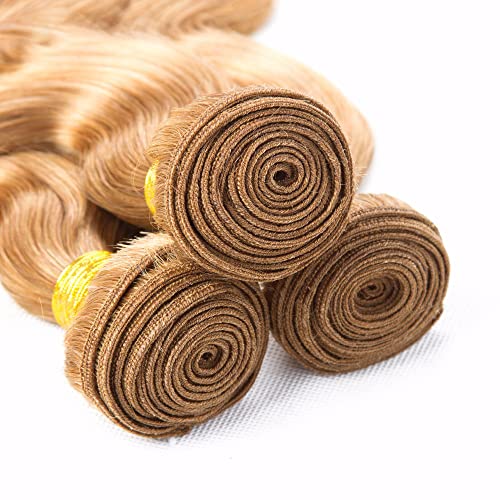 #27 Bundles Human Hair Honey Blonde Body Wave Bundles Brazilian Virgin Hair Samen Length 3 Bundles 22 22 22 Inch Blonde Body Wave Bundles Hair Extensions for Women 300g
