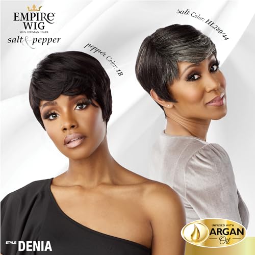 Sensationnel Empire Human Hair Wig - Salt And Pepper Denia Contouring Mesh Cap Heat Safe (T2/27)