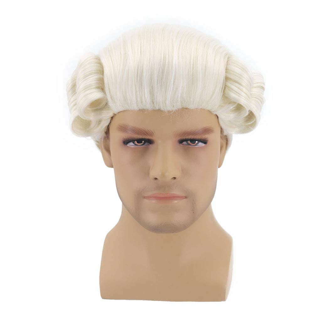 BERON Judge Colonial Wig Man Long Beige Cosplay Wigs Halloween Costumes Anime Party Wig (Adult)