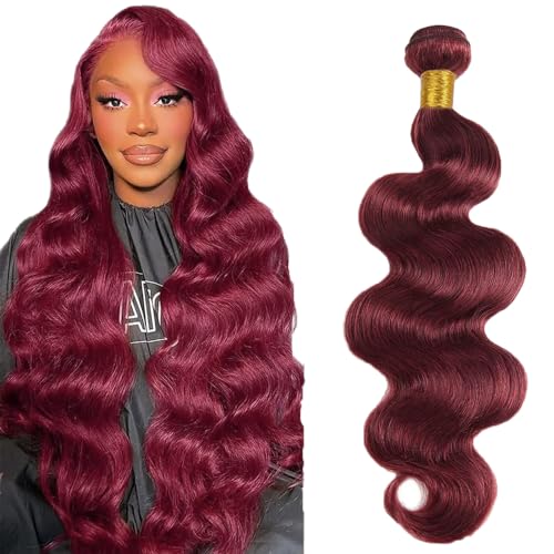 26 Inch Burgundy Bundles Human Hair 99J Body Wave Human Hair Bundles Wine Red Body Wave Bundles Brazilian Unprocessed Virgin Hair 1 Bundle 99J Bundles Human Hair Weave