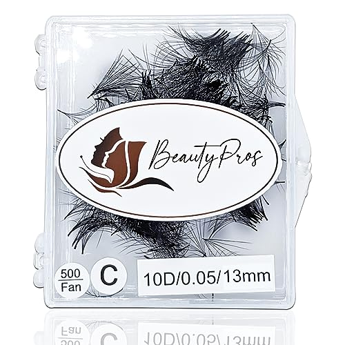 BeautyPros Professional Lash Extension Kit – Faux Mink Bundle 500 Lash Fans (8-17mm)- Premade Loose Fans base (0.05mm & 0.07mm) -Volume Lash Extensions Multiple Selection -Black (9D D Curl Wispy 8mm)